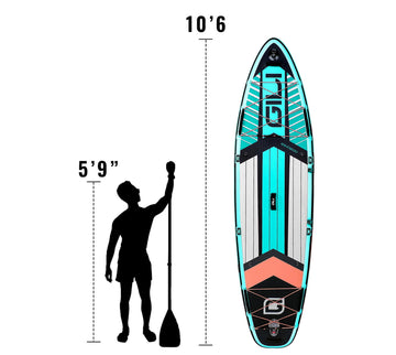 10'6 Komodo Inflatable Stand Up Paddle Board, Yoga / Fiberglass